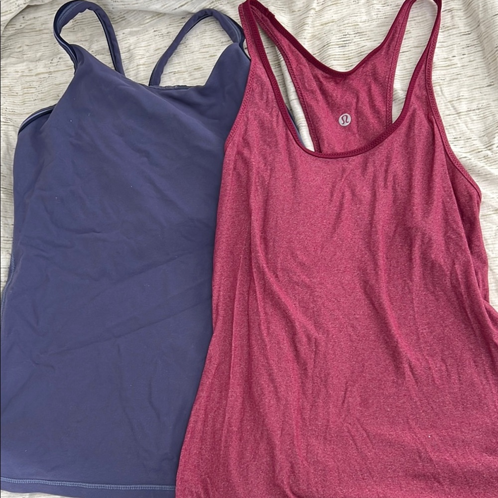 lululemon athletica Women's navy and maroon Tank Tops